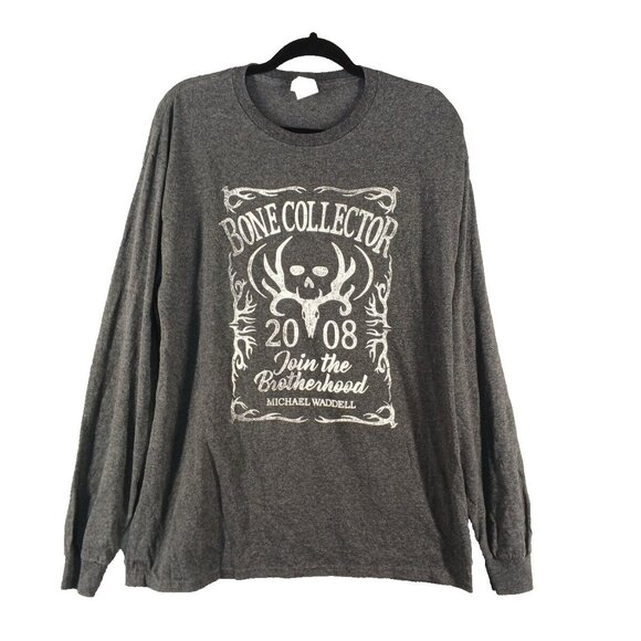 Bone Collector Men Long t-shirt Size LARGE Gray Cotton Blend Pullover - Picture 1 of 9